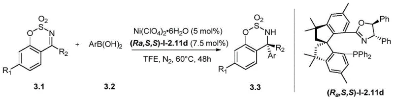 Nickel-catalyzed asymmetric arylation reaction using the novel ligand