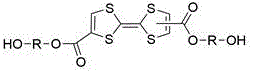 General chemical structure of the tetrathiafulvalene diol compound showing variable R groups