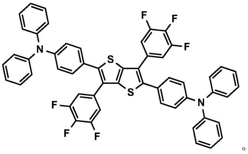 Molecular structure of TFP-TT-TPA organic semiconductor showing the centrosymmetric donor-acceptor architecture