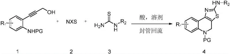 General reaction scheme for one-pot synthesis of 4,5-dihydrothiazolo[5,4-c]quinoline-2-amine
