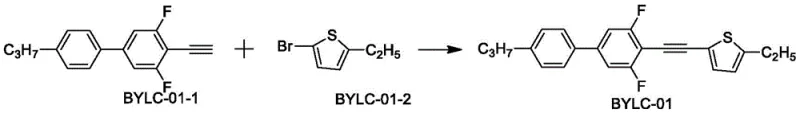 Specific synthesis route for compound BYLC-01 showing reactants and conditions