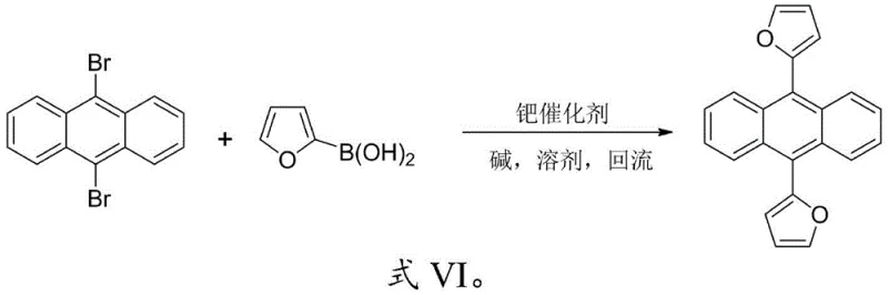 Reaction scheme for the synthesis of 9,10-Difuranylanthracene (DFA) via Suzuki coupling