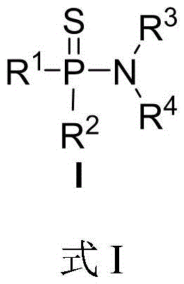General structural formula of thiophosphoramide derivatives showing variable R groups