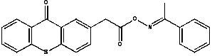 Specific chemical structure of the oxime ester derivative from Example 1 showing the phenyl substitution