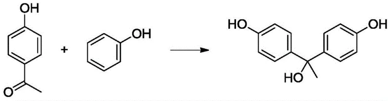 Side reaction showing formation of bisphenol byproduct in conventional THPE synthesis
