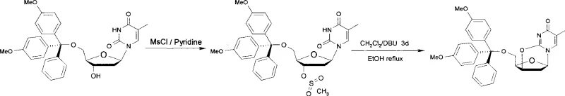 Alternative prior art route utilizing DBU for cyclization over extended periods