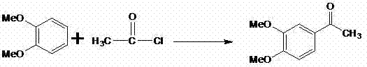 Friedel-Crafts acylation of veratrole with acetyl chloride to form 3,4-dimethoxyacetophenone