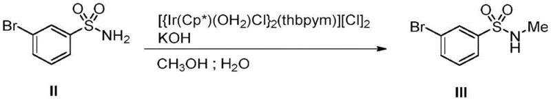 Iridium-catalyzed N-methylation of m-bromobenzenesulfonamide to form N-methyl-3-bromobenzenesulfonamide