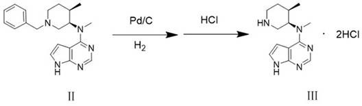 Hydrogenation reaction converting Compound II to Compound III using Pd/C catalyst