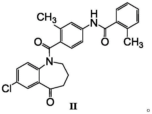 Chemical structure of Tolvaptan Intermediate Formula II showing the benzazepin core and amide linkage