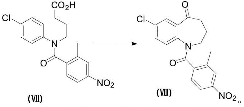 Mechanism of cyclization from Formula VII to Formula VIII via acid chloride intermediate