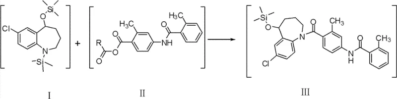 Reaction mechanism showing the coupling of protected intermediate with mixed anhydride