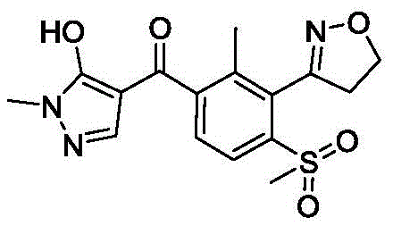 Chemical structure of Topramezone herbicide showing the core benzyl pyrazolone scaffold