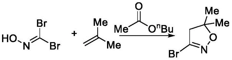 Prior art synthesis route using dangerous isobutene gas and n-butyl acetate solvent