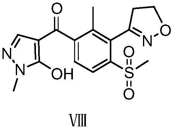 Chemical structure of Topramezone showing pyrazole and isoxazole rings