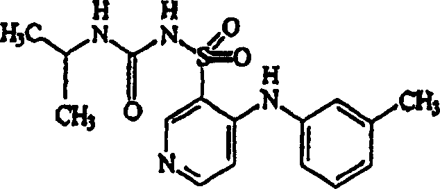 Chemical structure of Torasemide (1-Isopropyl-3-[(4-m-tolylamino-3-pyridyl)sulfonyl]urea)