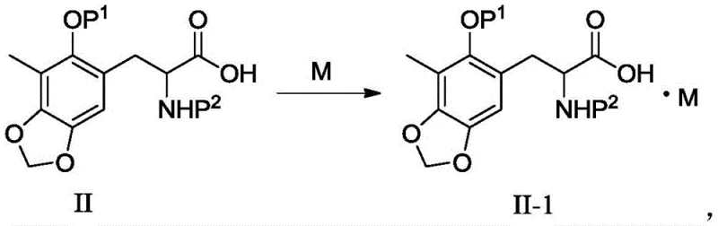 General reaction scheme for the formation of the intermediate salt II-1 from compound II