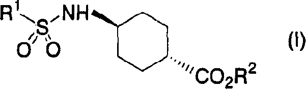 General chemical structure of trans-4-amino-1-cyclohexanecarboxylic acid derivatives (Formula I)