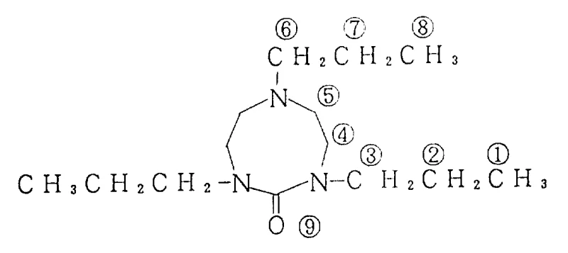 Detailed structural assignment of 1,3,6-tri-n-propylhexahydro-1,3,6-triazocin-2-one with NMR labeling