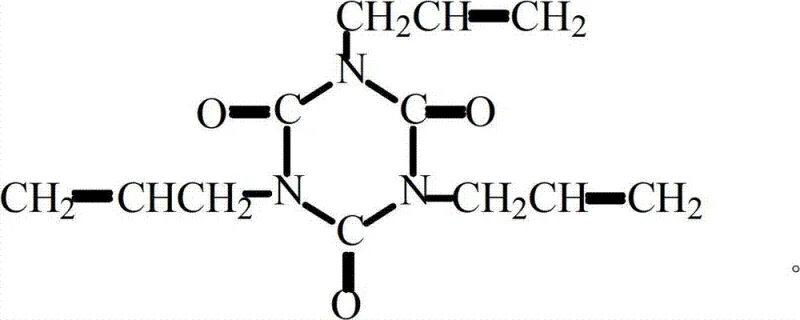 Chemical structure of Triallyl Isocyanurate (TAIC) showing the triazine ring and three allyl groups