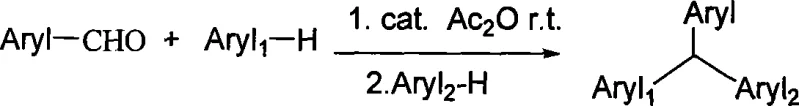Stepwise synthesis of unsymmetrical triarylmethane derivatives using sequential addition of aryl compounds