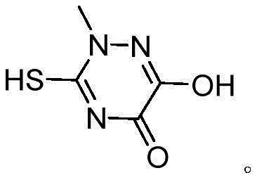 Chemical structure of the Triazine ring intermediate showing the heterocyclic core with thiol and hydroxyl functional groups