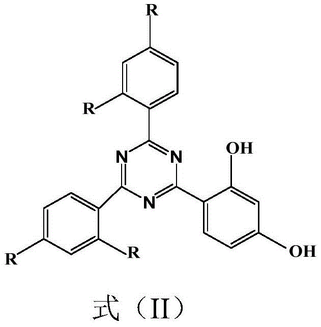 Chemical structure of 2-(2,4-dihydroxyphenyl)-4,6-bisaryl-1,3,5-triazine (Formula II)