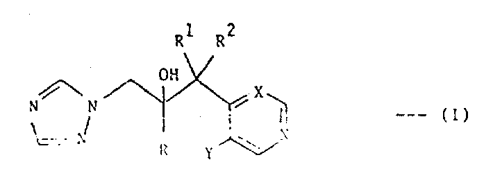 General chemical structure of Formula I triazole antifungal compounds showing variable substituents R, R1, R2, X, and Y