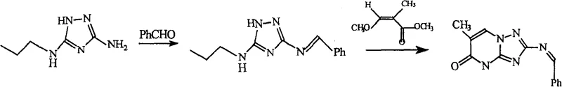 Specific synthesis example of propyl-substituted triazole pyrimidine derivative