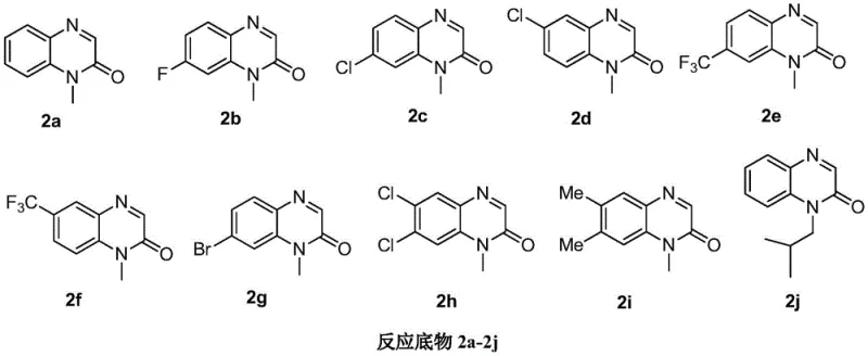 Substrate scope showing various substituted quinoxalinones compatible with the reaction