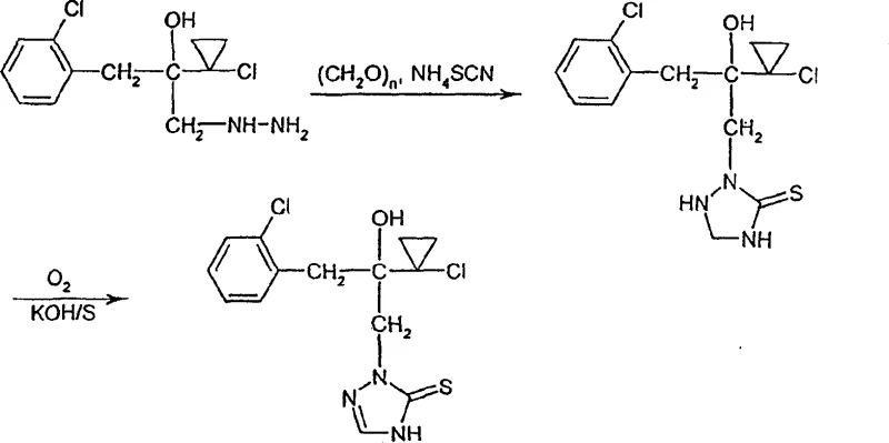 Reaction scheme showing the two-step synthesis of triazolinethione derivatives from hydrazine precursors via triazolidinethione intermediate
