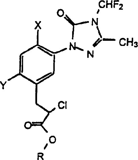 Chemical structure of the target triazolinone herbicide intermediate Compound E