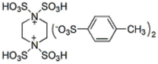 Structure of SO3H-functionalized piperazinium-based dicationic ionic liquid catalyst