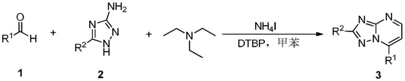 General reaction scheme for metal-free synthesis of triazolopyrimidines using aldehyde and aminotriazole