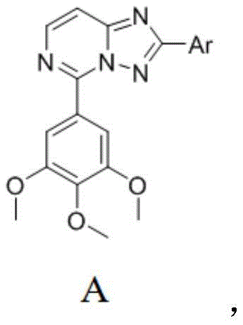 General chemical structure of 5-(3,4,5-trimethoxyphenyl)-[1,2,4]triazolo[1,5-c]pyrimidine derivatives showing the core scaffold and variable Ar group
