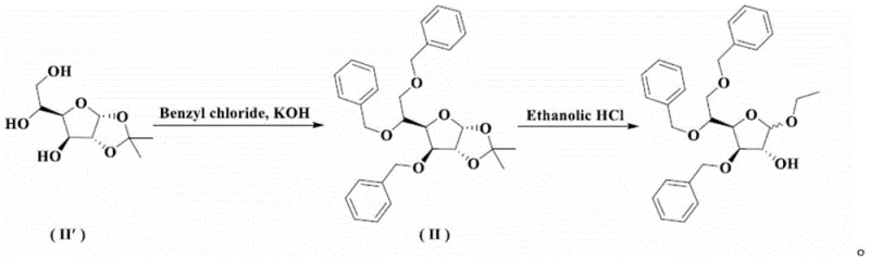 Legacy synthetic route for Tribenoside showing multiple purification steps and low yield issues