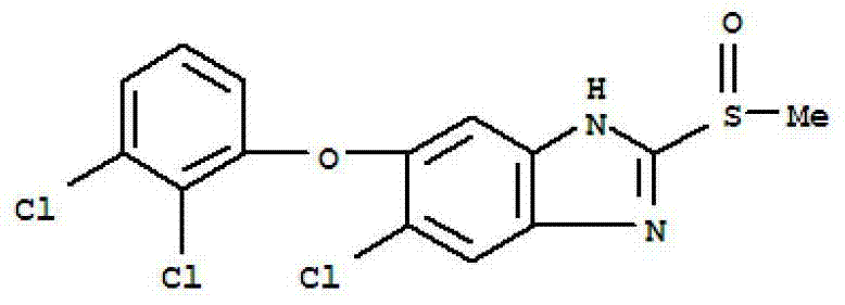 Chemical structure of Triclabendazole Sulfoxide showing the benzimidazole core and sulfoxide functional group