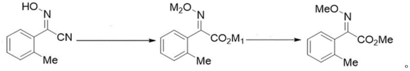 One-pot reaction scheme showing hydrolysis followed by double methylation