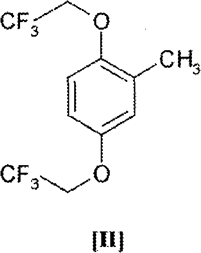 Chemical structure of 2,5-bis(2,2,2-trifluoroethoxy)toluene (Compound II)