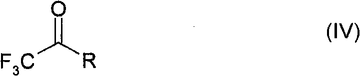 Reaction of 2,6-diphenylphenol with trifluoromethyl ketone (Formula IV) to form the final product