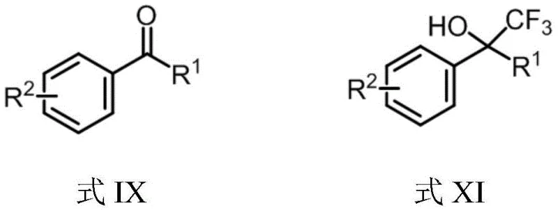 General reaction scheme showing nucleophilic trifluoromethylation of aldehydes and ketones to form trifluoromethyl alcohols