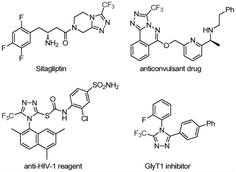 Examples of bioactive drugs containing 1,2,4-triazole structures such as Sitagliptin