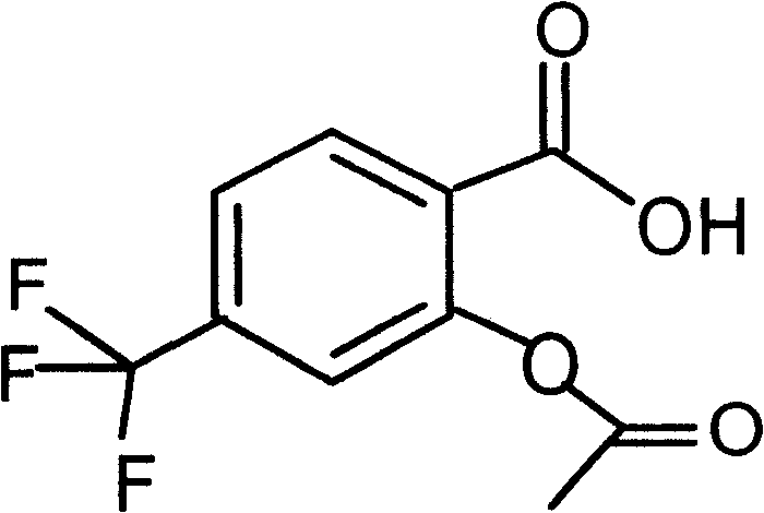 Chemical structure of Triflusal (UR-1501) showing the trifluoromethyl and acetoxy groups