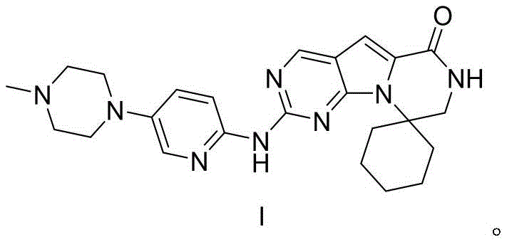 Chemical structure of Trilaciclib (Formula I) showing the core pyrrolo-pyrazine scaffold
