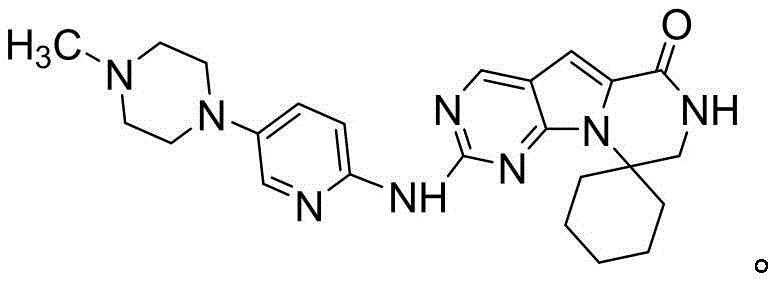 Chemical structure of Trilaciclib showing the spiro-piperidine and pyrrolo-pyrimidinone core
