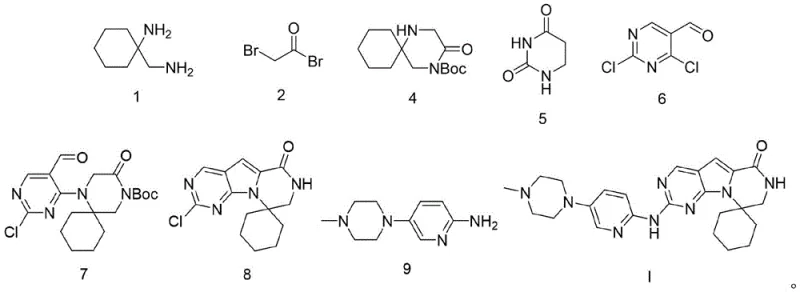 Overall synthetic route for Trilaciclib showing 5 key steps from starting materials to Formula I