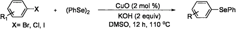 Conventional copper oxide catalyzed coupling of diaryl diselenide with aryl halides