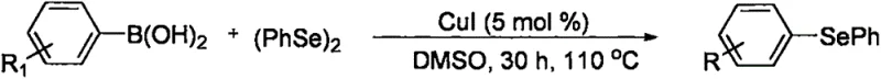 Cuprous iodide catalyzed cross-coupling of arylboronic acids with diaryl diselenides