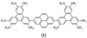 General chemical structure of the triphenylene-pyrene-triphenylene discotic liquid crystal triad compound (Formula I)