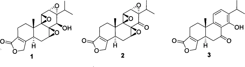Chemical structure of Triptolide (Compound 1) showing the complex diterpenoid triepoxide framework